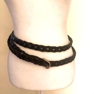 Black Double Wrap leather belt. 76” full length